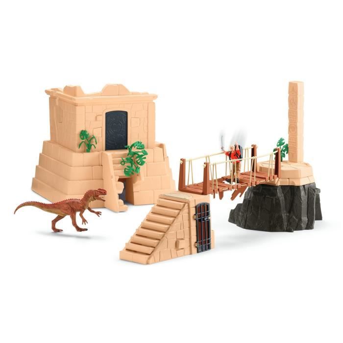 Aventures au temple perdu, Schleich 42657 Dinosaurs, Coffret avec un dinosaure Monolophosaurus inclus, Pour enfant des 5 ans