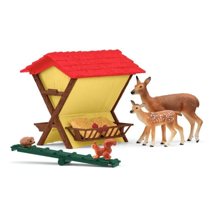 Cabane des animaux de la foret, Coffre schleich 42658 Farm World, pour enfants des 3 ans