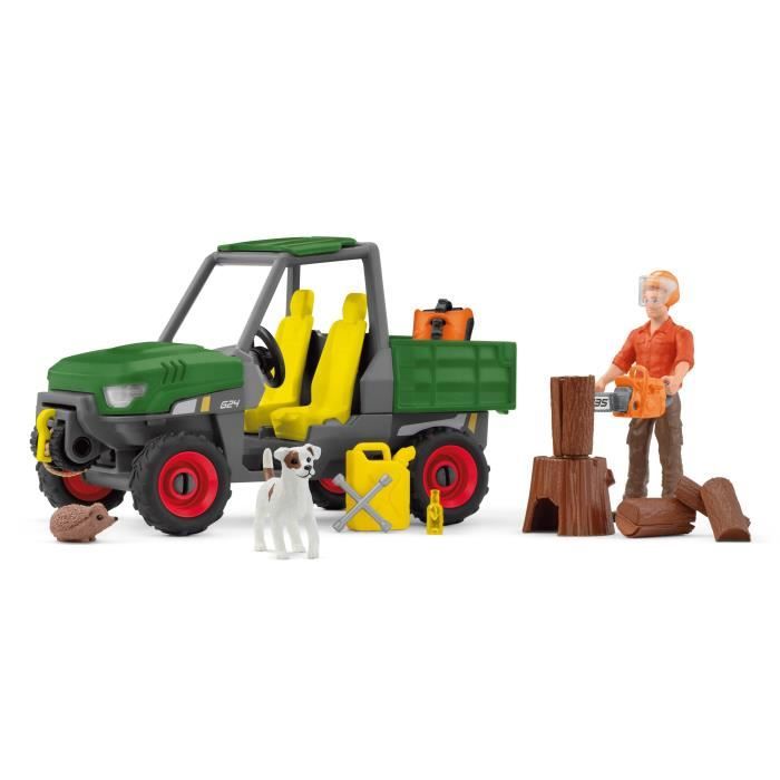 Garde forestier avec véhicule, Coffret Schleich 42659 Farm World pour enfant, des 5 ans