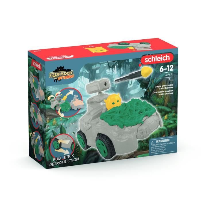 SCHLEICH- Crashmobile de la Jungle avec Mini Creature- 42671- Gamme Eldrador Mini Creatures