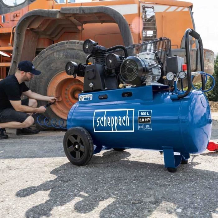 Compresseur de 100 litres a entraînement par courroie - SCHEPPACH - HC550TC - 10 bars - 3 CV