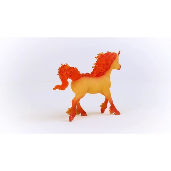 Figurine Étalon Licorne de Feu Elementa - Figurine Cheval schleich a la Criniere et Queue Transparentes - Pour Garçons et Filles -