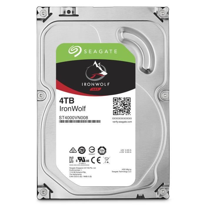 SEAGATE - Disque dur Interne - NAS IronWolf - 4To -  3.5 - 5400 tr/min (ST4000VN006)