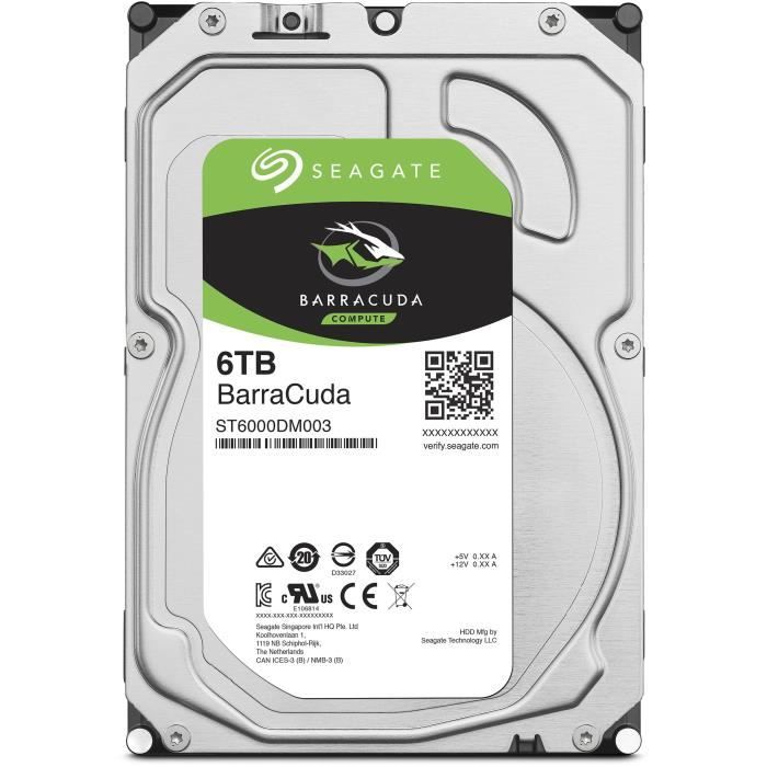 SEAGATE - Disque dur Interne HDD - BarraCuda - 6To - 5 400 tr/min - 3.5