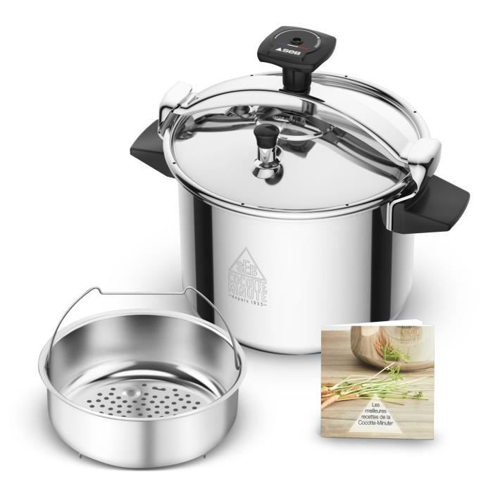 SEB Authentique Cocotte-minute inox, Autocuiseur 9 L, Induction, Sécurité 5 points, Fabriqué en France P0534900