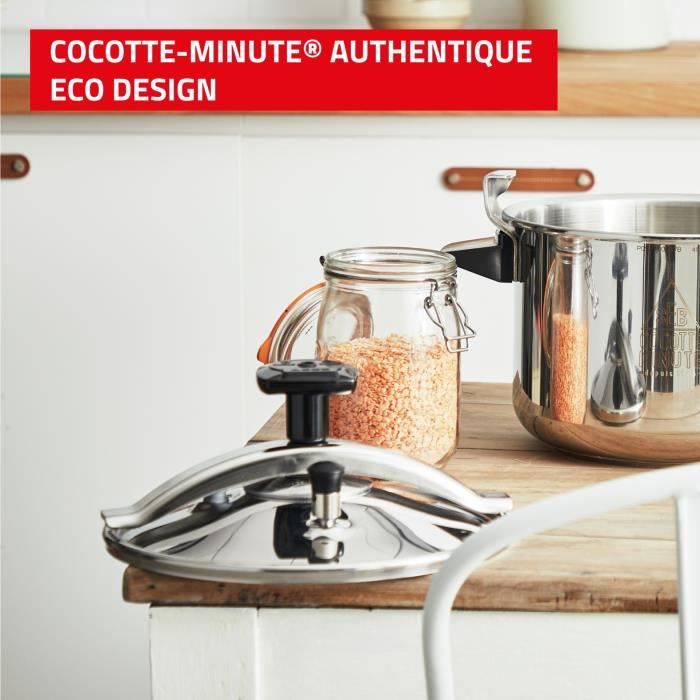 SEB Authentique Cocotte-minute inox, Autocuiseur 9 L, Induction, Sécurité 5 points, Fabriqué en France P0534900