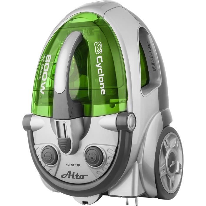 Aspirateur sans sac - SENCOR - SVC 730GR-EUE2 - Moteur ECO 800 W - 76 dBA - 1,5 L - Systeme Cyclone - Argent / Vert