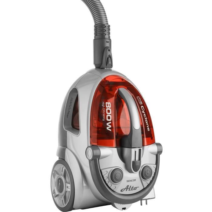 Aspirateur sans sac - SENCOR - SVC 730RD-EUE2 - Moteur ECO 800 W - 76 dBA - 1,5 L - Systeme Cyclone - Argent / Rouge