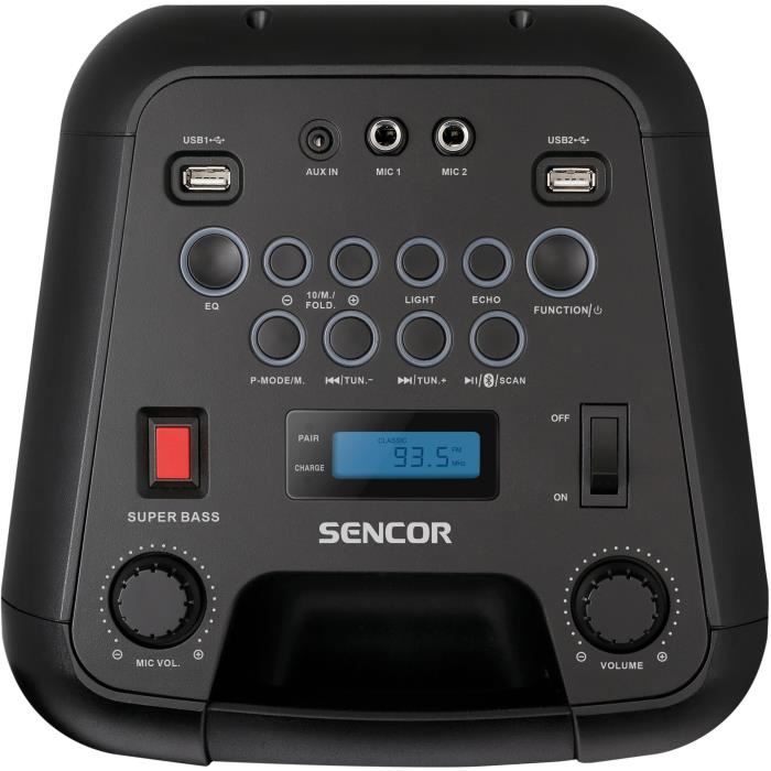 Enceinte audio sans fil - SENCOR - SSS 3800 - 60 W - 30 radios FM - Bluetooth - Lumieres LED clignotantes - Noir