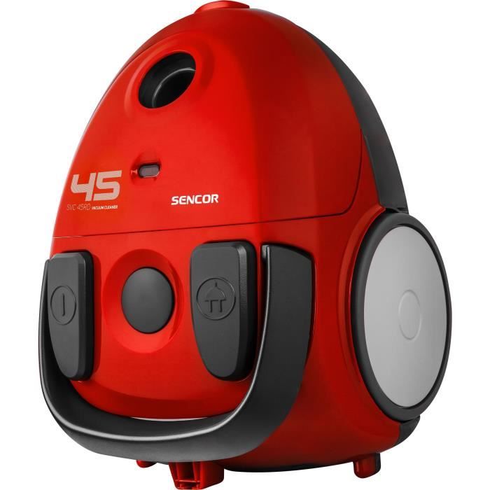 Aspirateur traîneau avec sac - SENCOR - SVC 45RD-EUE3 - Moteur ECO 850 W - 79 dBA - 1,5 L - Rouge