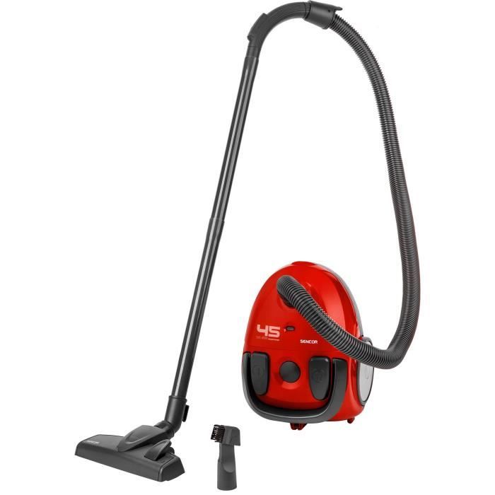 Aspirateur traîneau avec sac - SENCOR - SVC 45RD-EUE3 - Moteur ECO 850 W - 79 dBA - 1,5 L - Rouge