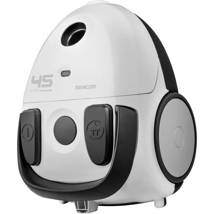 Aspirateur traîneau avec sac - SENCOR - SVC 45WH-EUE3 - Moteur ECO 850 W - 79 dBA - 1,5 L - Blanc