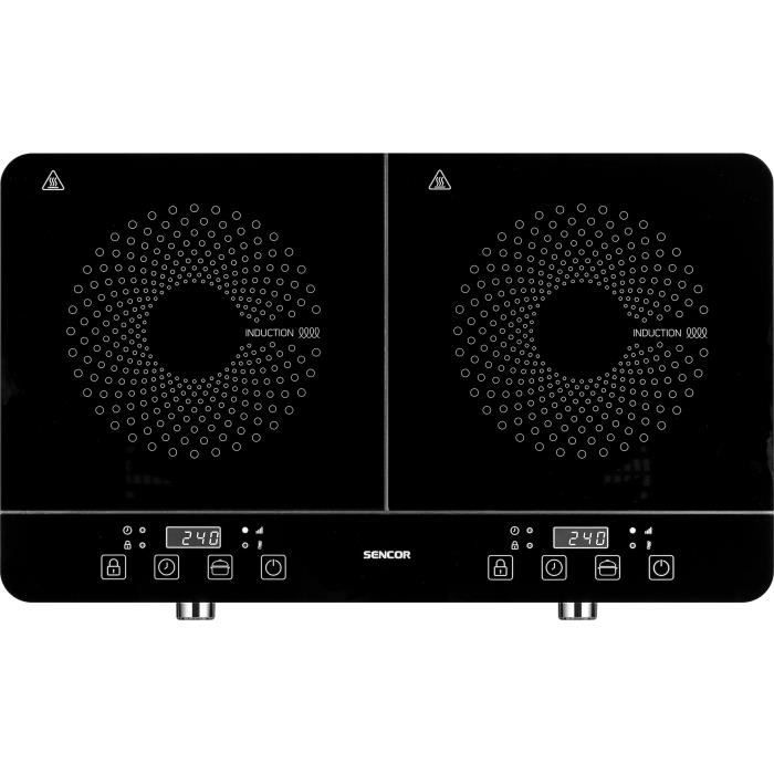 Plaque de cuisson a double induction - SENCOR - SCP 4201GY - 3500 W - 2 foyers - Ecran LCD - Gris