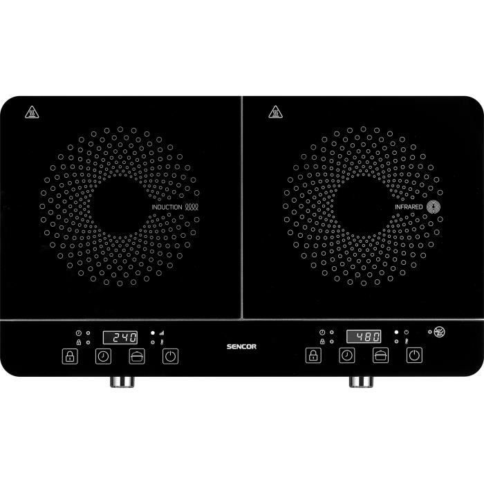 Plaque de cuisson a induction et radiante - SENCOR - SCP 4001BK - 3400 W - 2 foyers - Noir