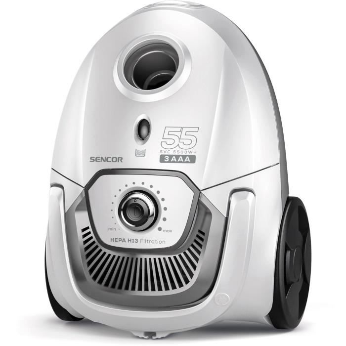 Aspirateur traîneau avec sac - SENCOR - SVC 5500WH - Moteur ECO 700 W - 75 dBA - 2 L - Filtre HEPA H13 - Blanc