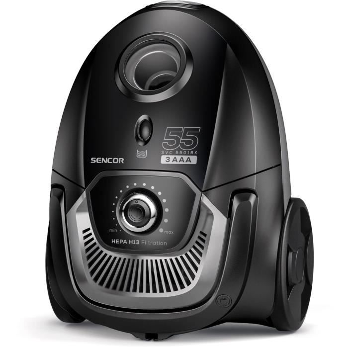 Aspirateur traîneau avec sac - SENCOR - SVC 5501BK - Moteur ECO 700 W - 75 dBA - 2 L - Filtre HEPA H13 - Noir