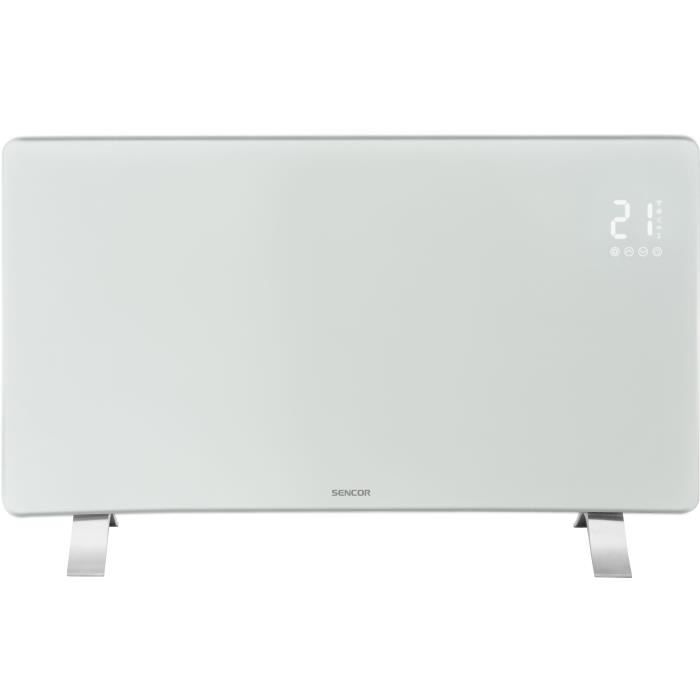 Radiateur intelligent Wi-Fi en verre - SENCOR - SCF 4740WH - 2400 W - 2 niveaux - Thermostat - Blanc