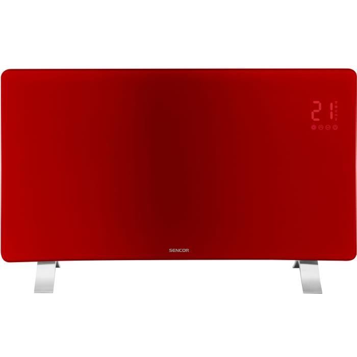 Radiateur intelligent Wi-Fi en verre - SENCOR - SCF 4742RD - 2400 W - 2 niveaux - Thermostat - Rouge