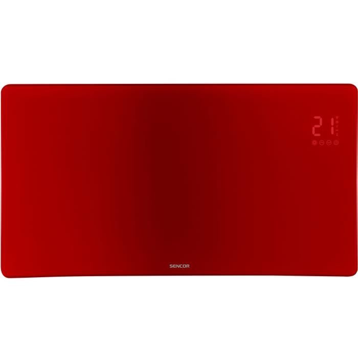 Radiateur intelligent Wi-Fi en verre - SENCOR - SCF 4742RD - 2400 W - 2 niveaux - Thermostat - Rouge