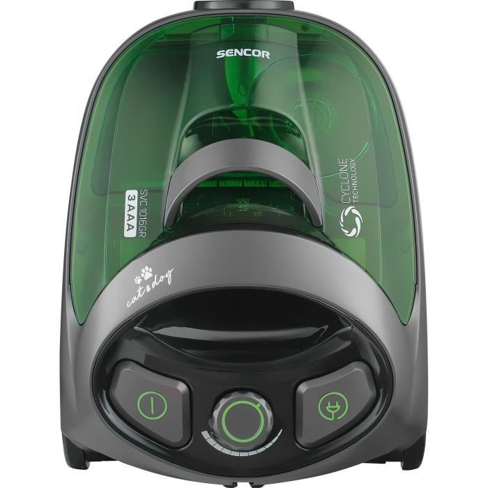 Aspirateur traineau sans sac - SENCOR - SVC 1016GR - 800 W - 80 dB - 1,5 L - Noir / Vert