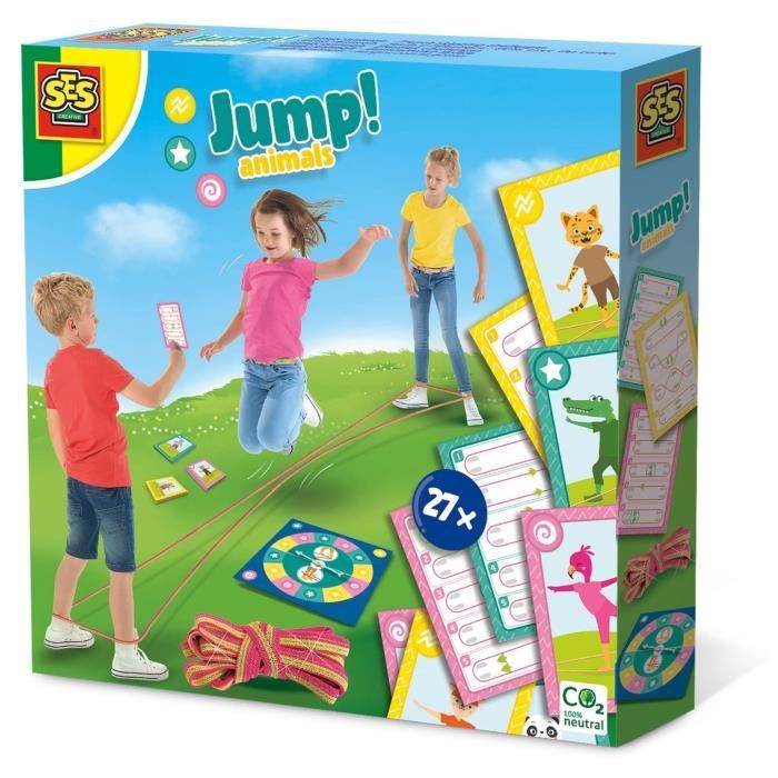 Jeu de cartes Jump! Animals - Sauts a l'élastique pour enfants de 3 ans et plus - SES CREATIVE