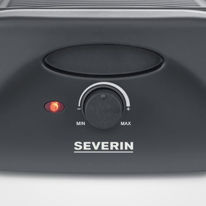 SEVERIN RG9646 Appareil a raclette 8 personnes 1 400 W - Plaque de cuisson rainurée et lisse 41,5 x 21 cm antiadhésive - Noir/Inox