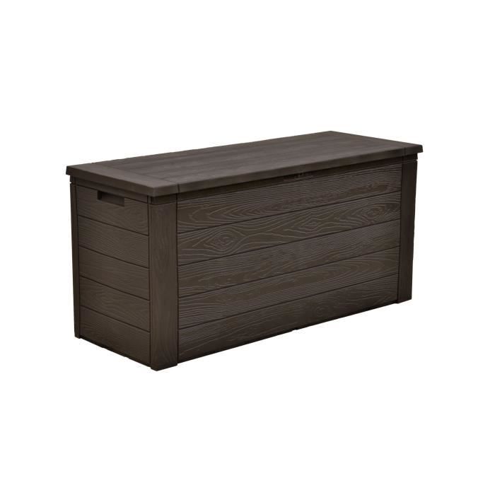 TOOD Malle / coffre de rangement en résine - 300 L - 120 x 46 x 58 cm - Marron aspect bois