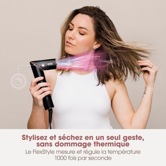 Seche-cheveux & styler soufflant 2 en 1- SHARK FLEXSTYLE - HD426EU - 3 accessoires - Noir et rose gold - 1400 W