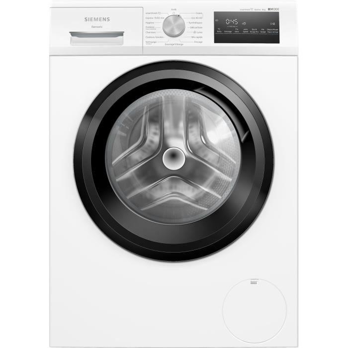 Lave-linge hublot SIEMENS WM12N228FR IQ300 - 8 kg - Induction - Fonction Vapeur - L60cm - 1200 trs/min - Noir