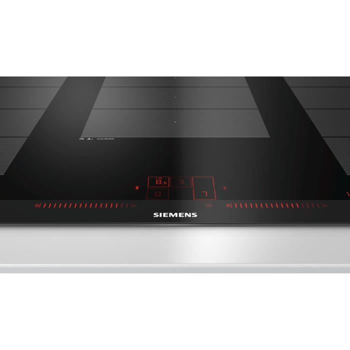 SIEMENS EX975LXC1F Plaque de cuisson induction - 5 zones - 11100 W max - L 91,2 x P 52 cm - Revetement verre - Noir - Profil inox