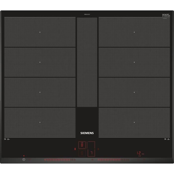 Table induction - SIEMENS - IQ700 - 4 foyers - 60 cm - Noir - Dual LightSlider