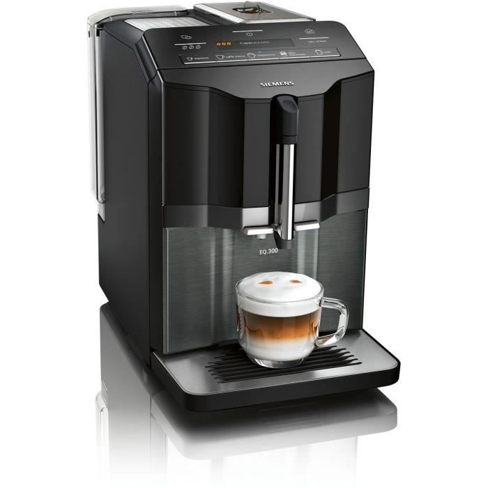 Machine a espresso Auto SIEMENS EQ.300 TI355209RW - Inox foncé et noir lustré - 1300 W - 15 bars - 5 boissons