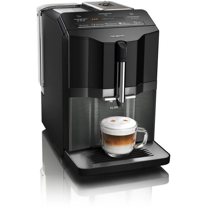 Machine a espresso Auto SIEMENS EQ.300 TI355209RW - Inox foncé et noir lustré - 1300 W - 15 bars - 5 boissons