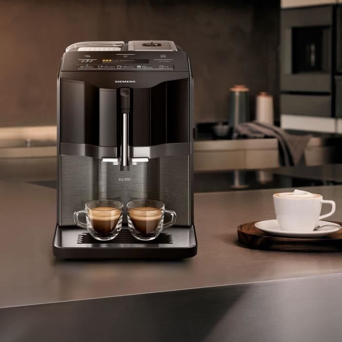 Machine a espresso Auto SIEMENS EQ.300 TI355209RW - Inox foncé et noir lustré - 1300 W - 15 bars - 5 boissons