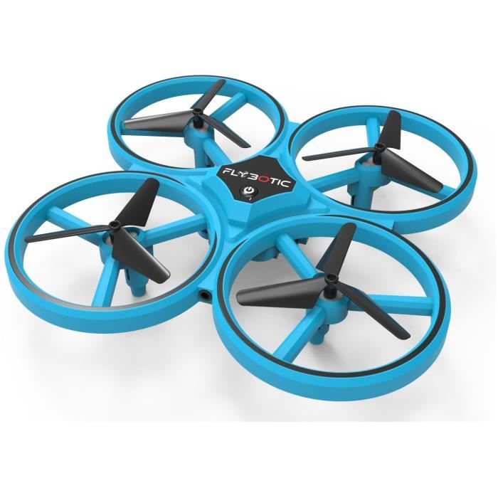 Mini drone lumineux avec double télécommande - FLYBOTIC - Looping 360 - Bleu