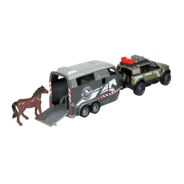 Majorette - Land Rover + Remorque cheval - 25cm - Sons et Lumieres - Dés 3 ans