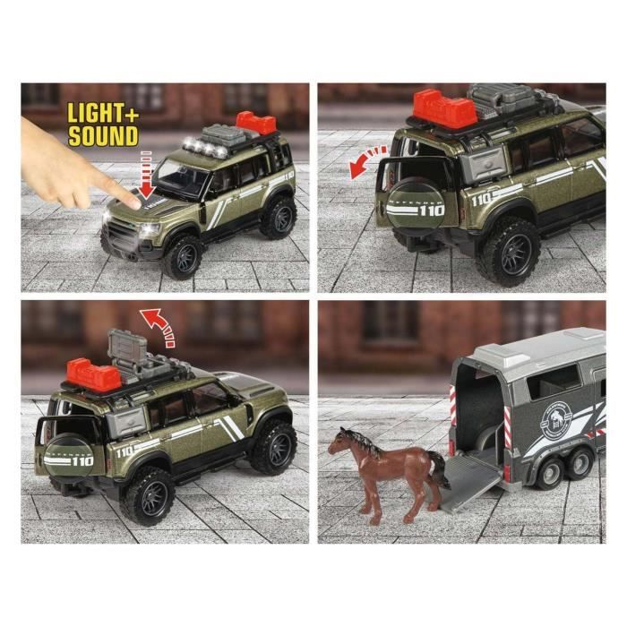 Majorette - Land Rover + Remorque cheval - 25cm - Sons et Lumieres - Dés 3 ans