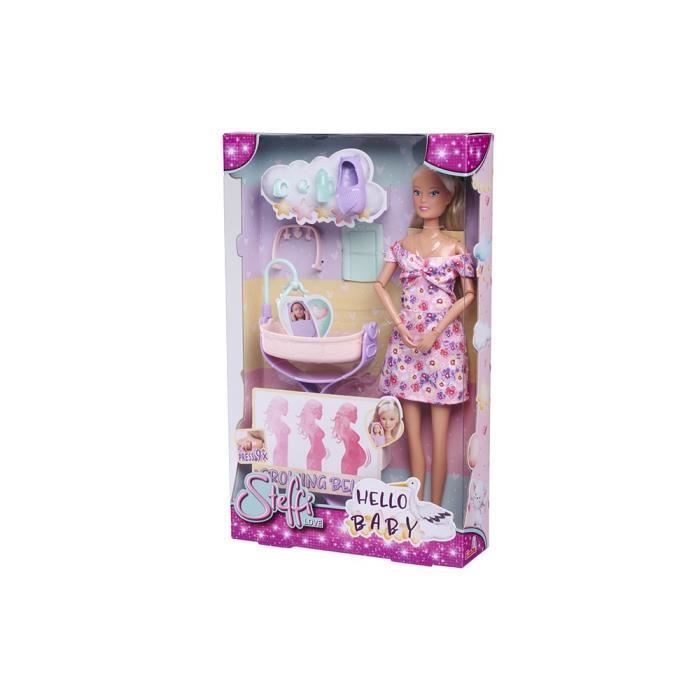 Smoby - Steffi Love - Future Maman - Poupée mannequin enceinte (29cm) - Accesoires pour bébé - Bouton pour faire grossir son ventre