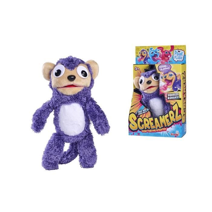 Smoby - Screamerz - Peluche intéractive amusante - Singe - 28 cm - Bruits en la secouant ou appuyant sur le bouton