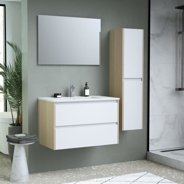 Ensemble SKARA  set de salle de bain 80, vanity+vasque+miroir & Colonne