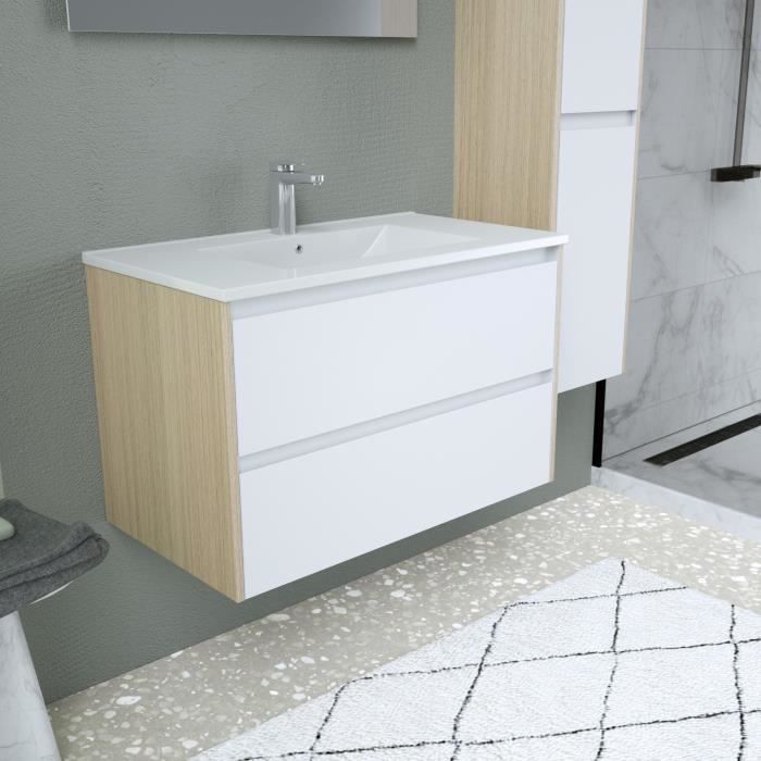 Ensemble SKARA  set de salle de bain 80, vanity+vasque+miroir & Colonne