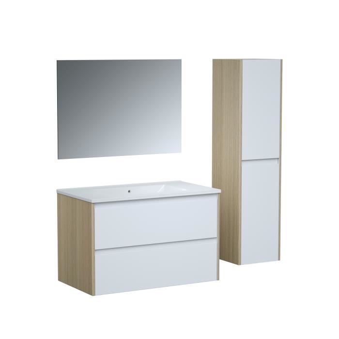 Ensemble SKARA  set de salle de bain 80, vanity+vasque+miroir & Colonne