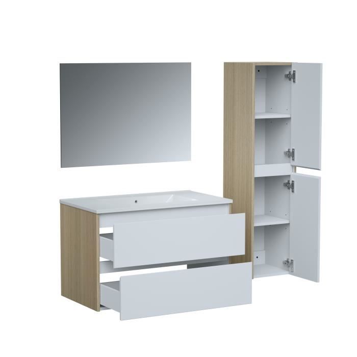 Ensemble SKARA  set de salle de bain 80, vanity+vasque+miroir & Colonne