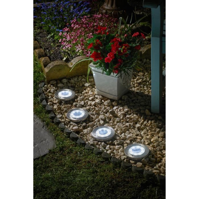 Pack de 4 Spots solaires UpSMART GARDEN -Light - 5 lumens - Acier - LED intégrée - SMART GARDEN