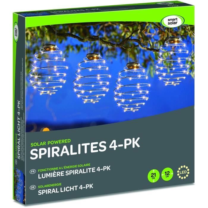 Lanterne solaire Spiralight SMART GARDEN - Pack de 4 - Contemporain - Energie solaire - Extérieur - Gris