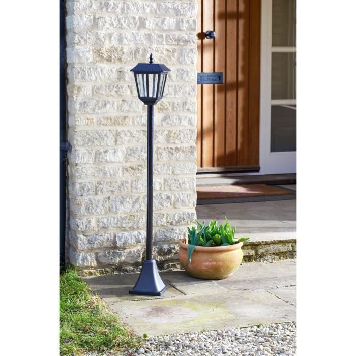 Lampadaire solaire - SMART GARDEN - Metro - 20 lumens - Noir - 130 x 18 cm