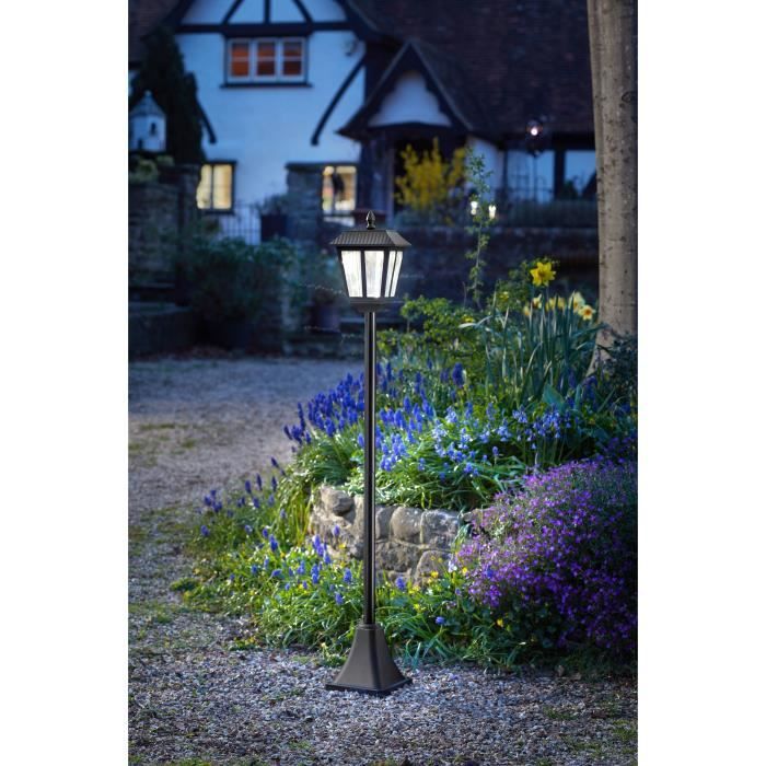 Lampadaire solaire - SMART GARDEN - Metro - 20 lumens - Noir - 130 x 18 cm