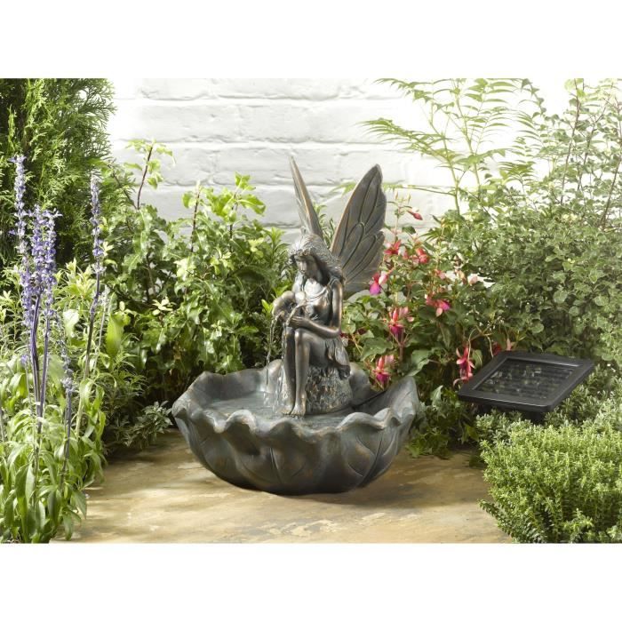 Fontaine Solaire - SMARDTV - Fée - Effet Bronze Sophistiqué - Résine et Plastique - 43x34x34cm