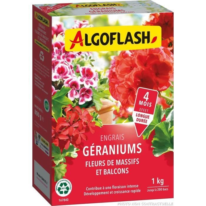 Engrais Géraniums, Fleurs de Massifs et Balcons - ALGOFLASH NATURASOL - 1 kg