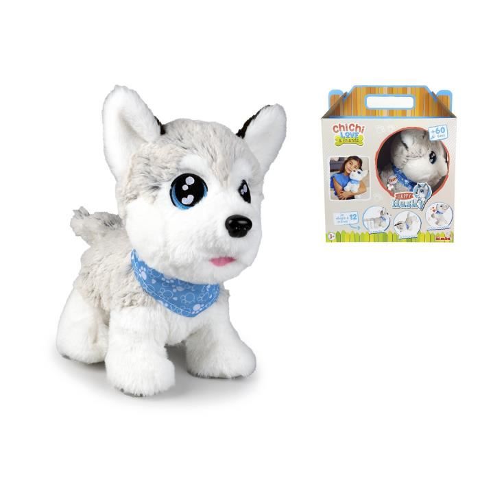 Peluche Chi Chi Love Husky interactif - 30cm - 12 commandes vocales - 60 sons différents - des 4 ans